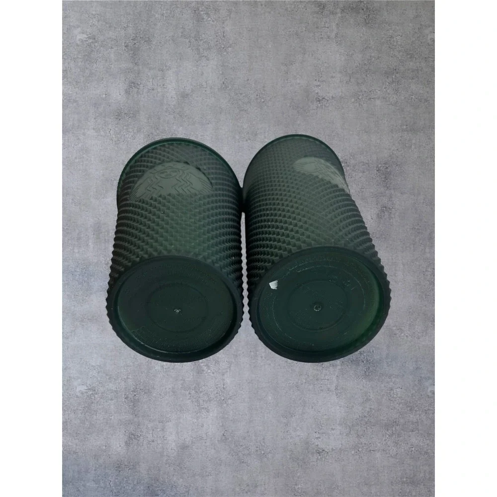 Starbucks Studded Tumbler Set 2 Venti Grande Texture Dark Green Matte Cold Cup